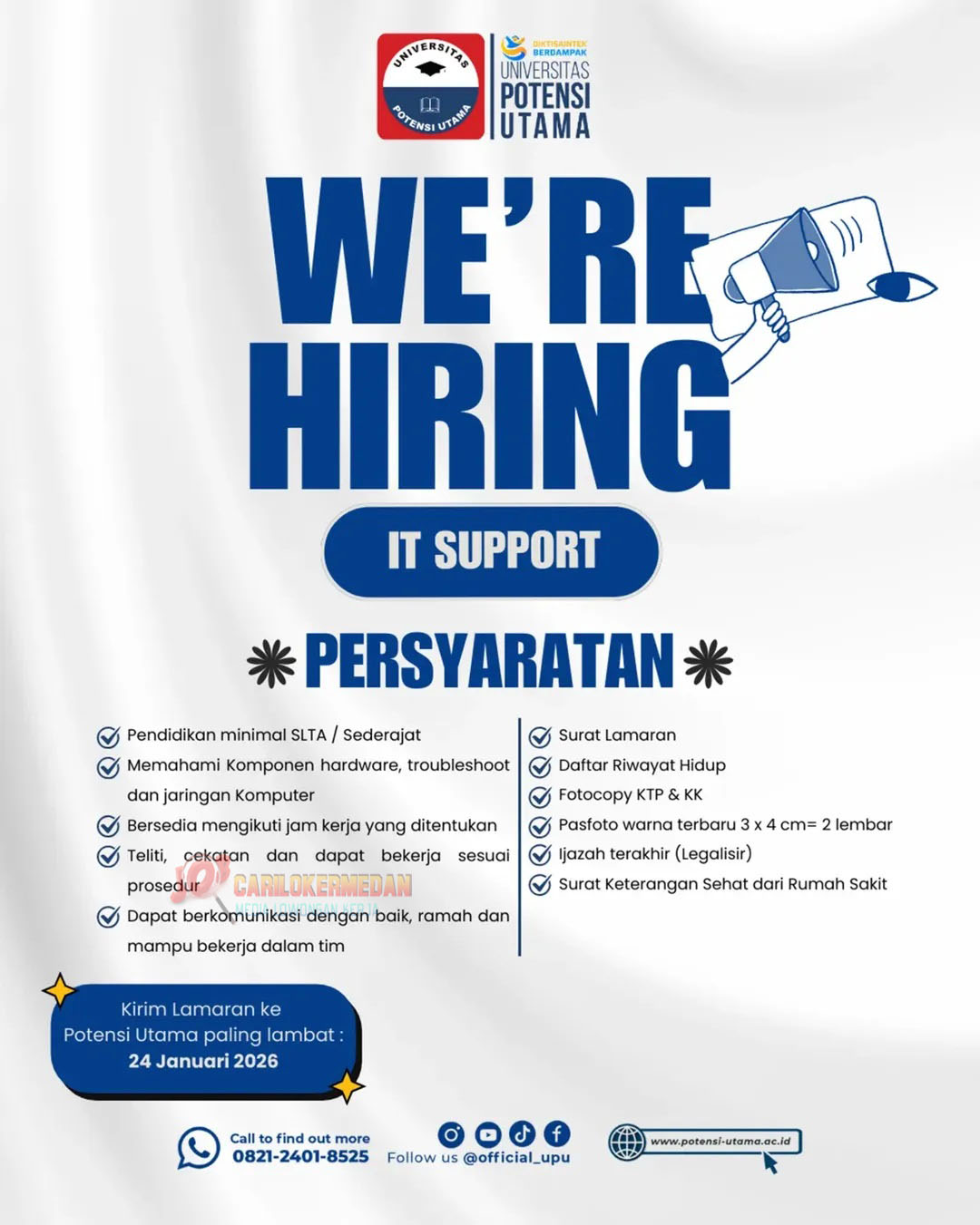 Loker SMA SMK Di Universitas Potensi Utama Medan Januari 2026 1