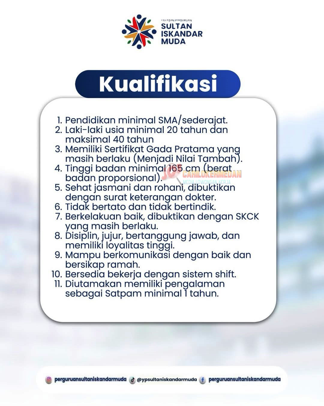 Loker SMA SMK Di YP Sultan Iskandar Muda Medan Januari 2026 2