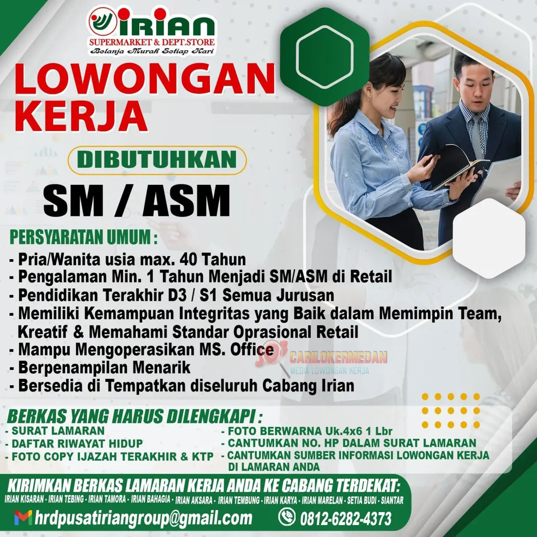 Loker Tamatan D3 S1 Di Irian Group Sumatera Utara Januari 2026 1