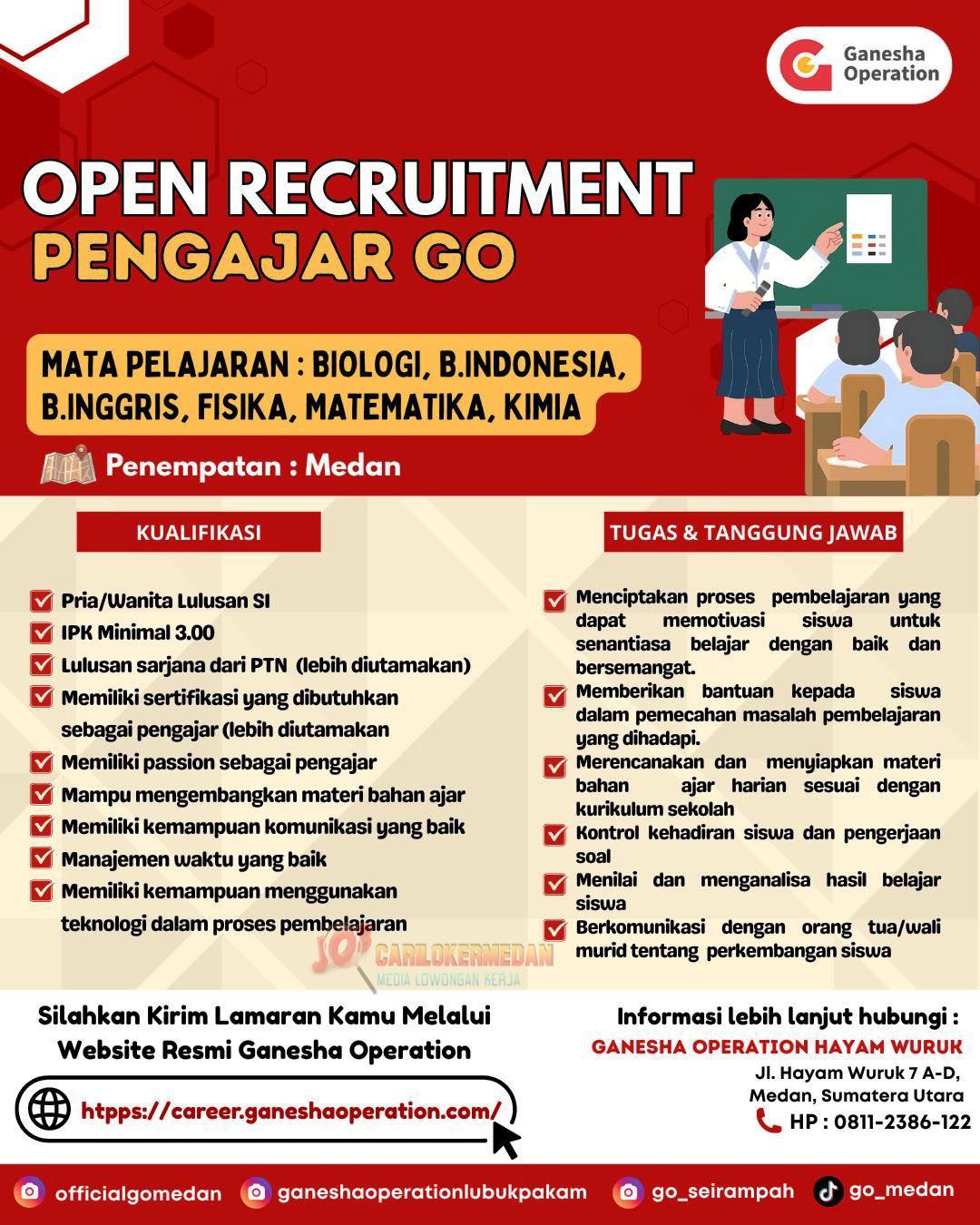 Lowongan Kerja S1 Di Ganesha Operation Medan Januari 2026