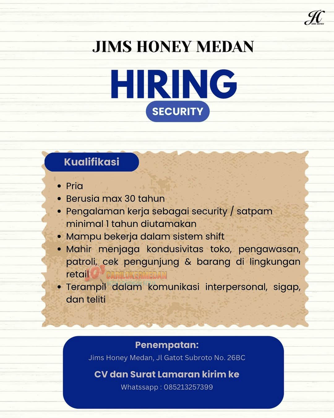 Lowongan Kerja Di Jims Honey Indonesia Medan Februari 2026 1