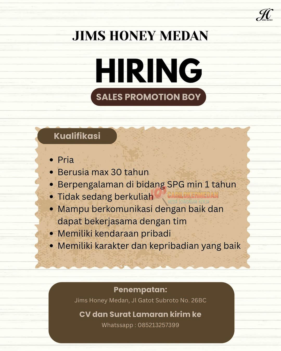 Lowongan Kerja Di Jims Honey Indonesia Medan Februari 2026 2