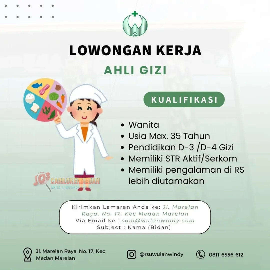 Loker D3 D4 Di Rumah Sakit Wulan Windy Marelan Medan April 2026