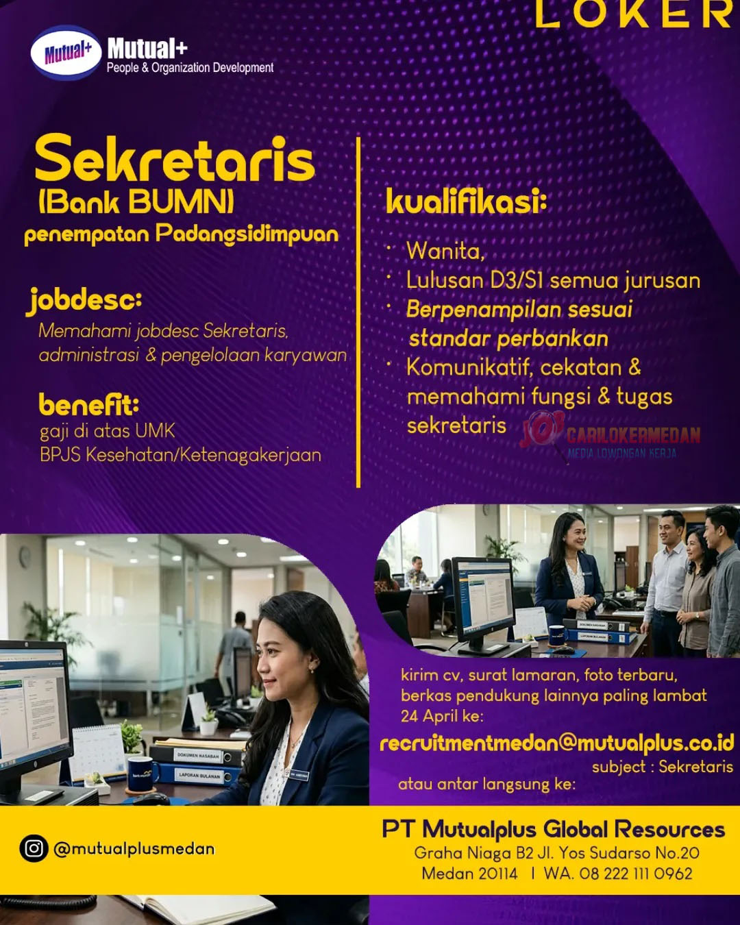 Loker D3 S1 Di PT Mutualplus Global Resources P Sidempuan April 2026