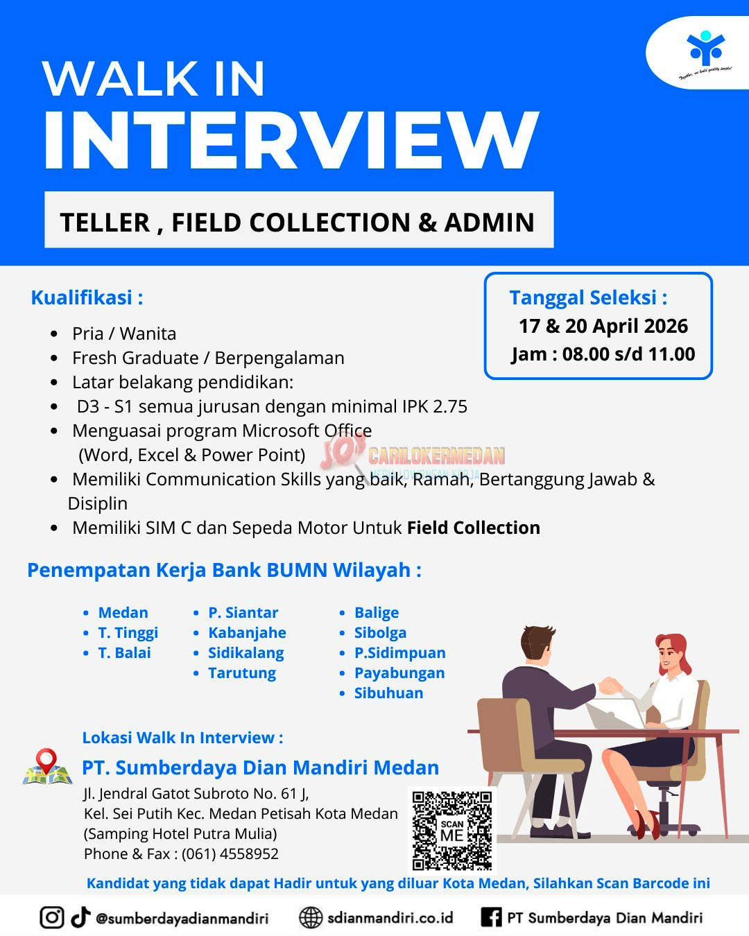 Loker D3 S1 Di PT Sumberdaya Dian Mandiri Medan April 2026