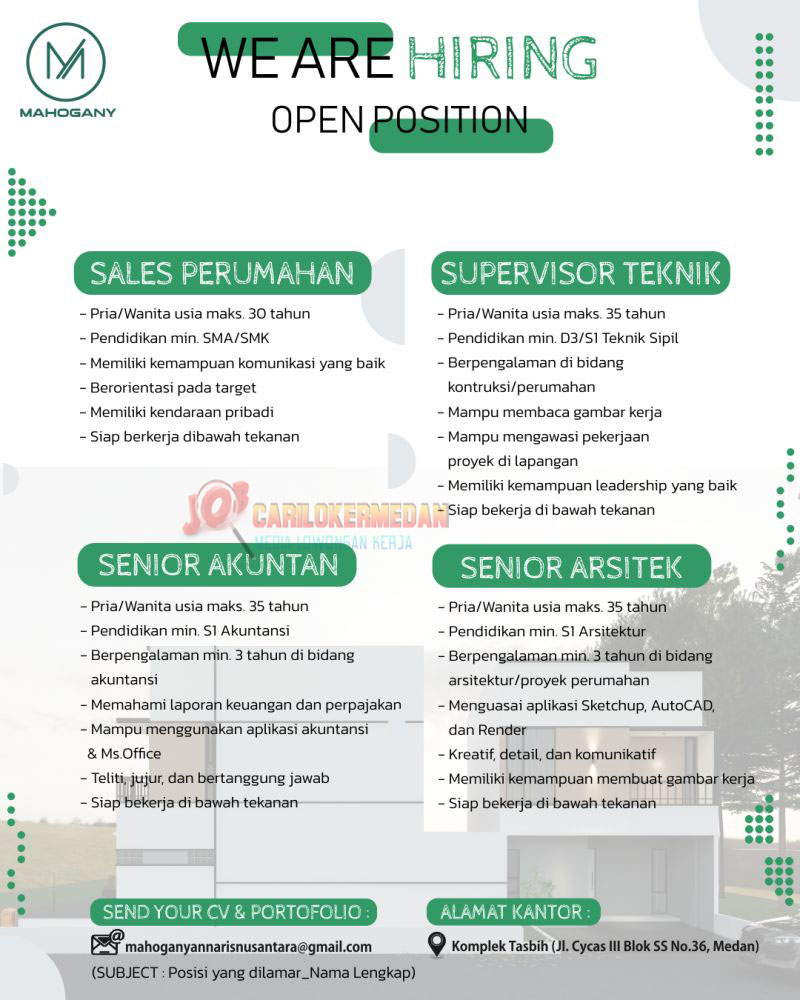 Loker SMA SMK D3 S1 Di PT Mahogany Annaris Nusantara Medan April 2026
