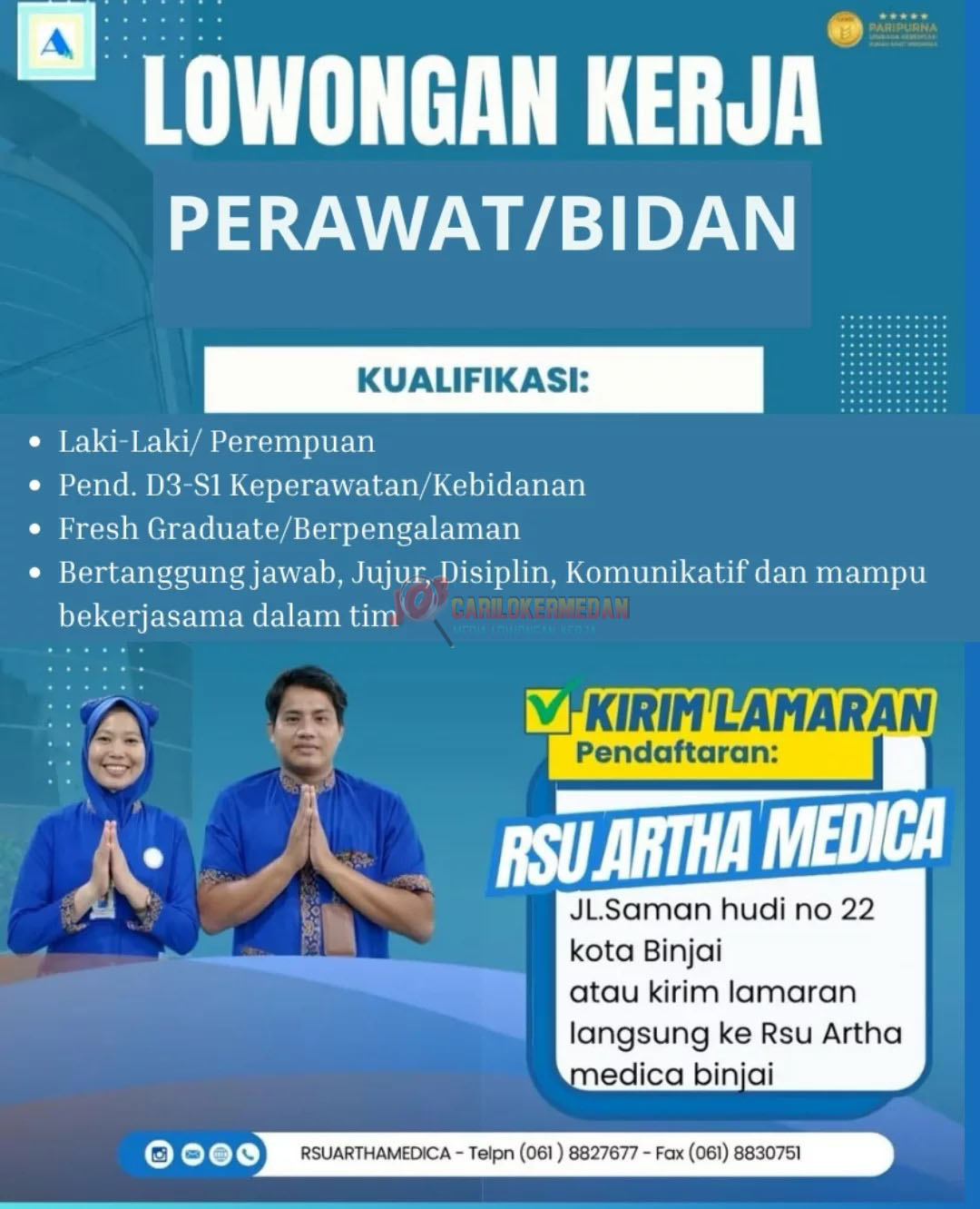 Loker SMA SMK D3 S1 Di Rumah Sakit Umum Artha Medica Binjai April 2026 2