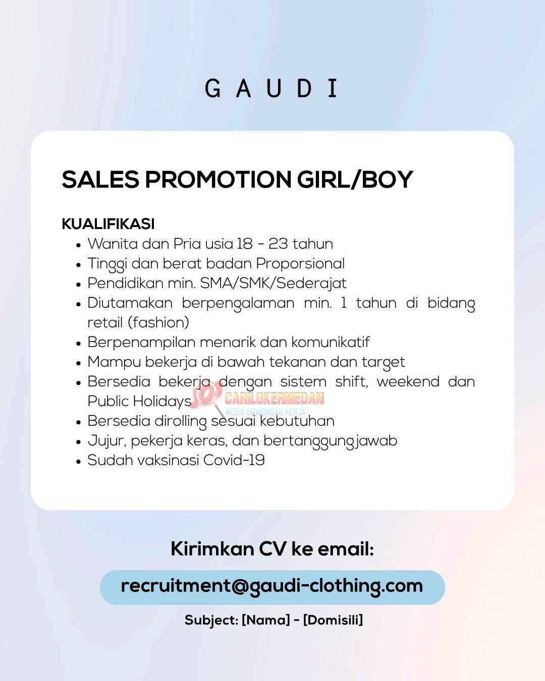 Loker SMA SMK Di PT Gaudi Dwi Laras Medan April 2026 3