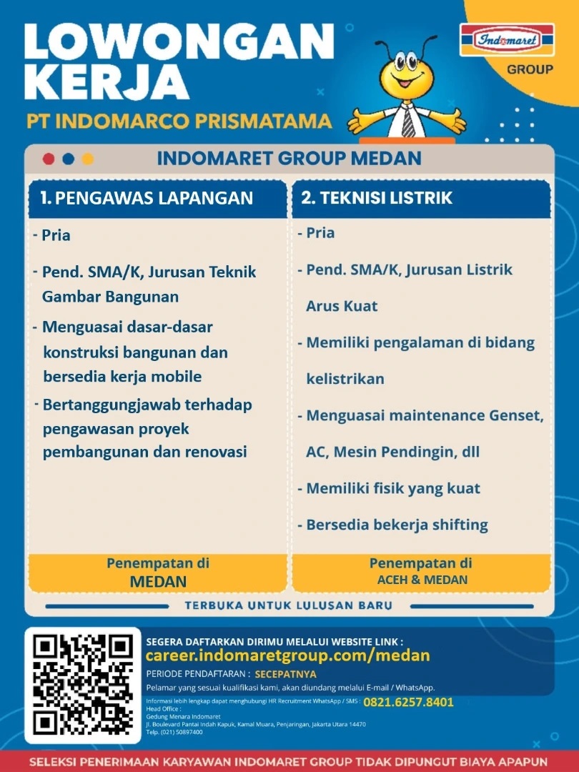 Loker SMA SMK Di PT Indomarco Prismatama Medan April 2026