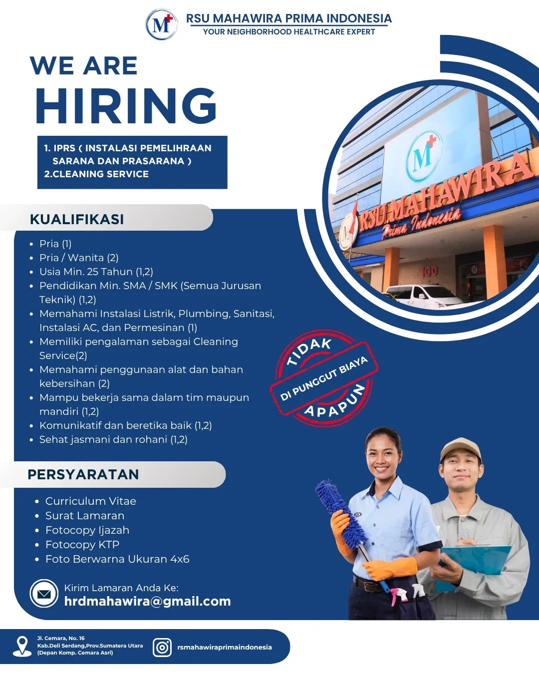 Loker SMA SMK Di RSU Mahawira Prima Indonesia Medan April 2026