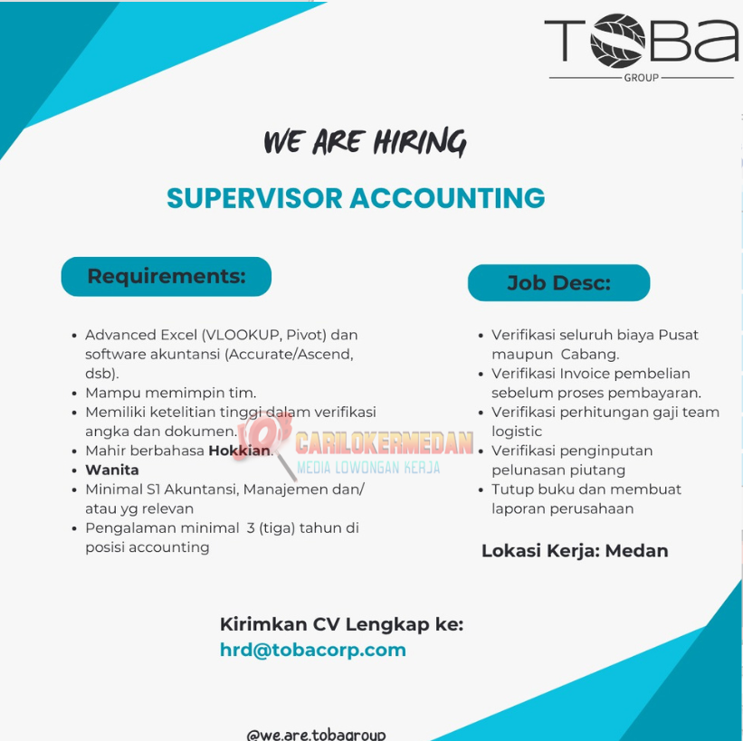 Loker Tamatan D3 S1 Di PT Harmoni Toba Jaya Medan April 2026 1