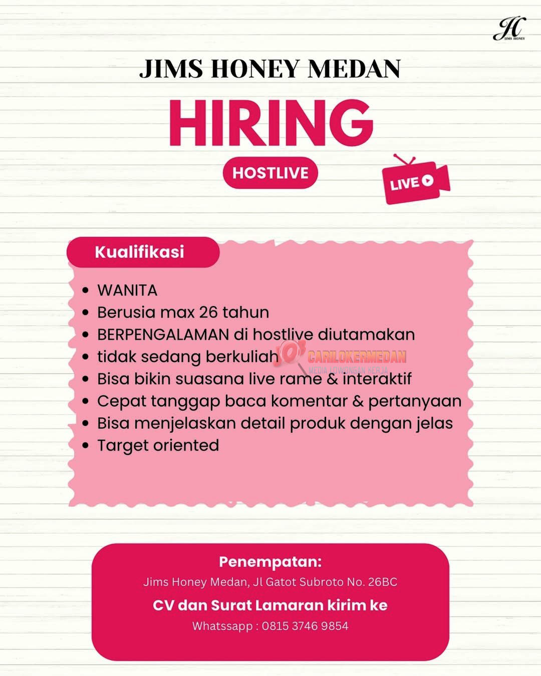 Lowongan Kerja Di Jims Honey Indonesia Medan April 2026 2