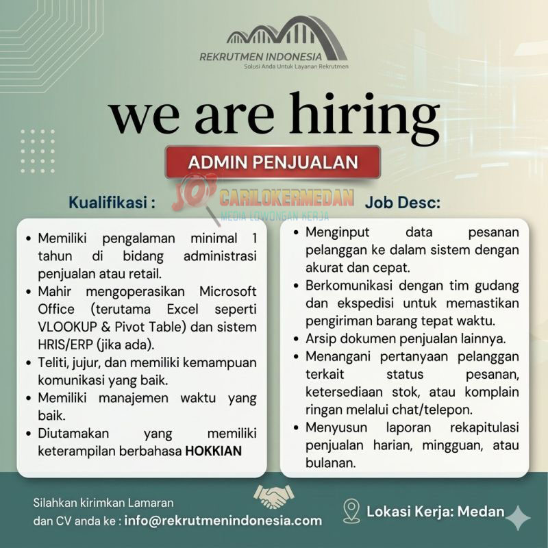 Lowongan Kerja Di PT Rekrutmen Indonesia Medan April 2026