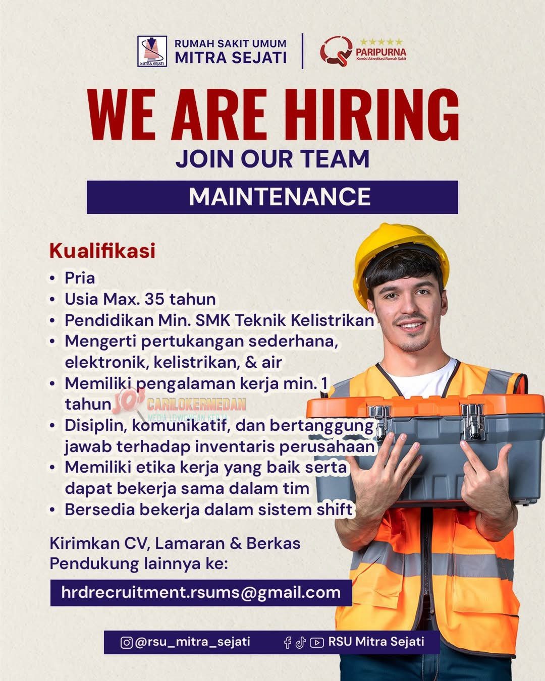 Lowongan Kerja SMK Di RSU Mitra Sejati Medan April 2026