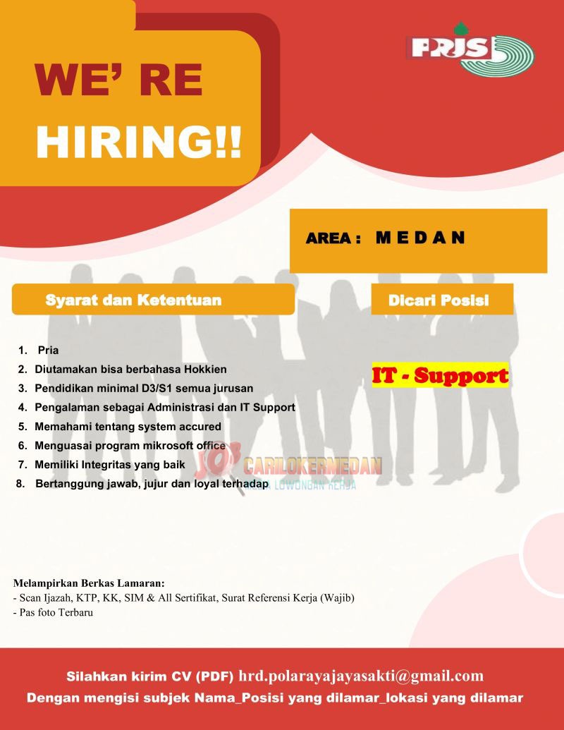 Loker D3 S1 Di PT Pola Raya Jaya Sakti Medan Mei 2026