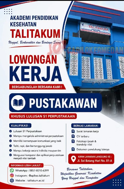Loker S1 Di Akademi Pendidikan Kesehatan Talitakum Medan Mei 2026
