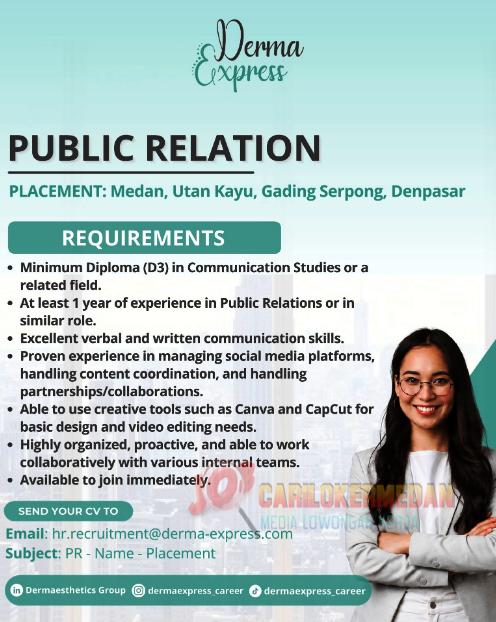 Loker SMA SMK D3 S1 Di Derma Express Medan Mei 2026 1