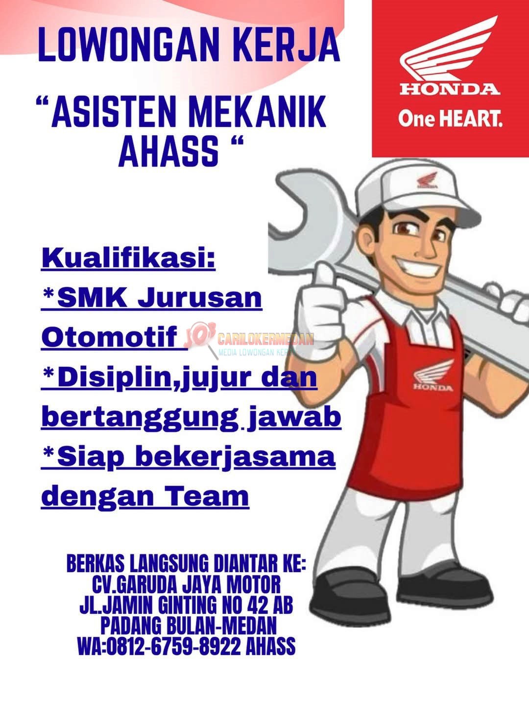Loker SMA SMK Di CV Garuda Jaya Motor Medan Mei 2026 2