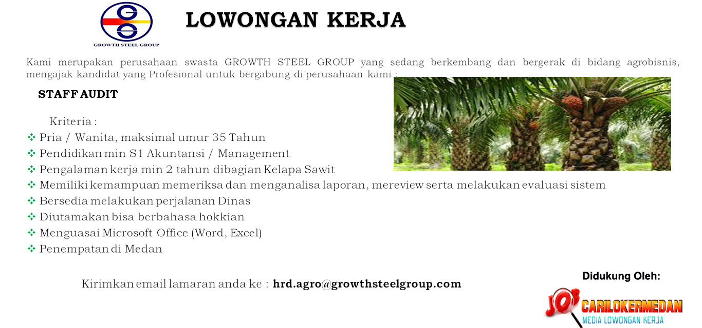 Lowongan Kerja S1 Di PT Growth Steel Group Medan Mei 2026