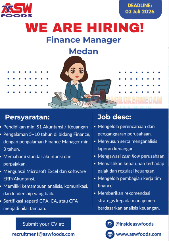 Loker S1 Di PT Asia Sakti Wahid Foods Manufacture Medan Juni 2026 1