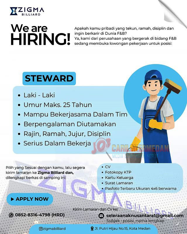 Lowongan Kerja Di Zigma Billiard & Cafe Medan Juni 2026