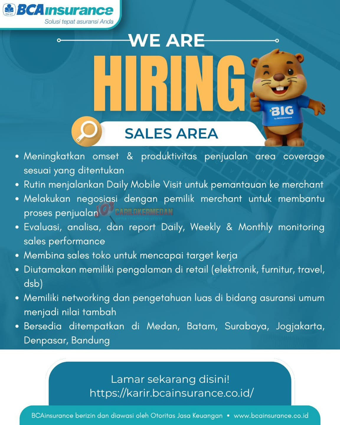 Loker D3 S1 Di PT Asuransi Umum BCA Medan Juli 2026