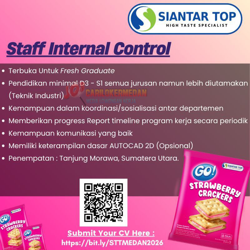 Loker D3 S1 Di PT Siantar Top Tbk Medan Tanjung Morawa Juli 2026 1