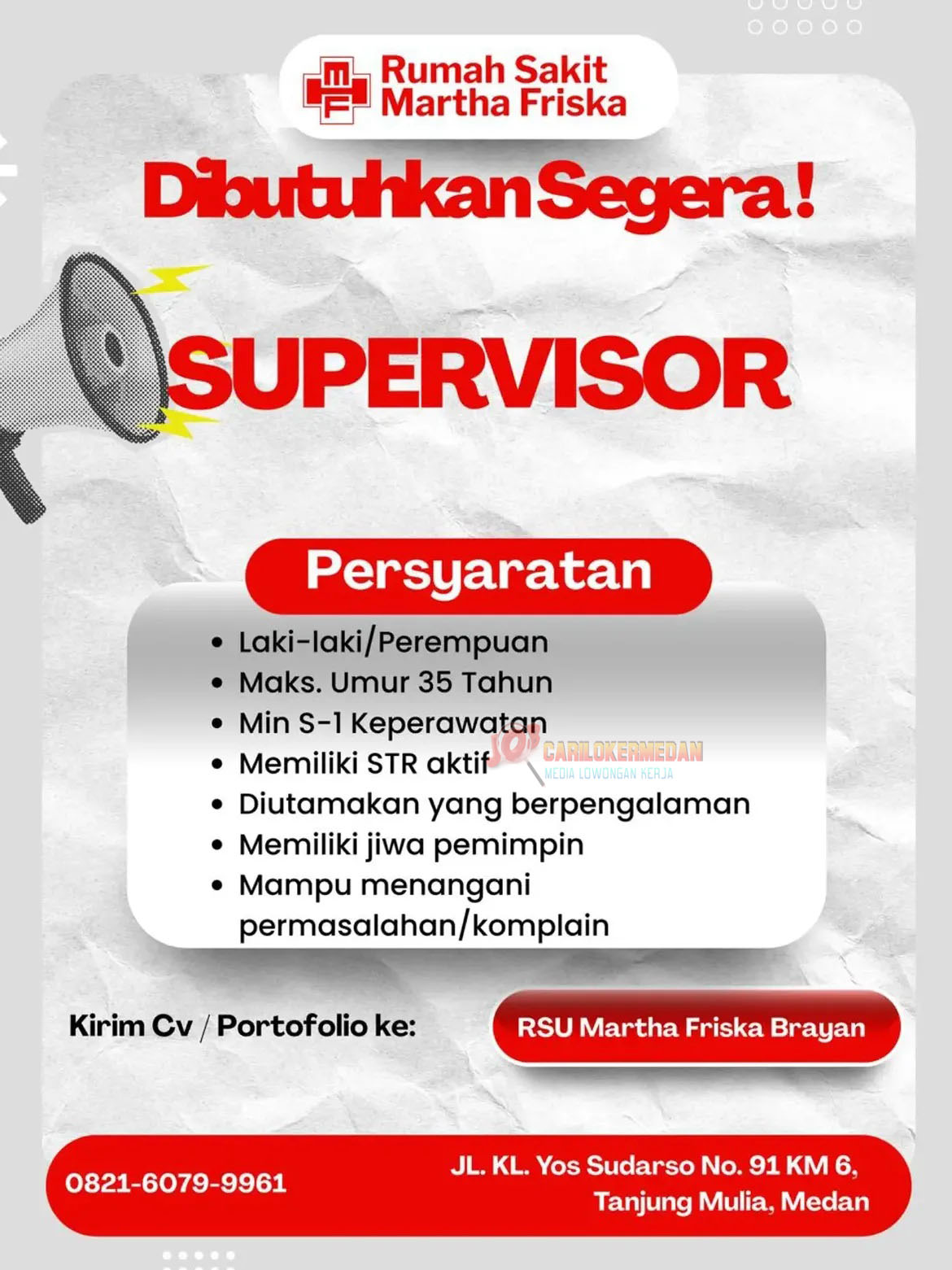 Loker D3 S1 Di RSU Martha Friska Brayan Medan Juli 2026 4