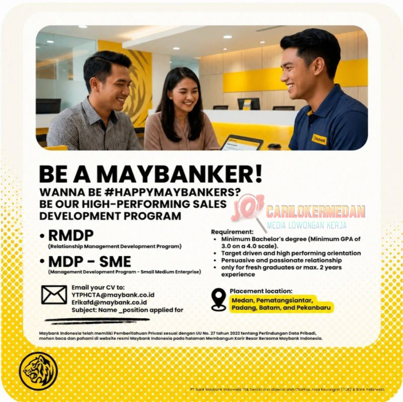 Loker S1 Di PT Bank Maybank Indoenesia Tbk Medan & P Siantar Juli 2026