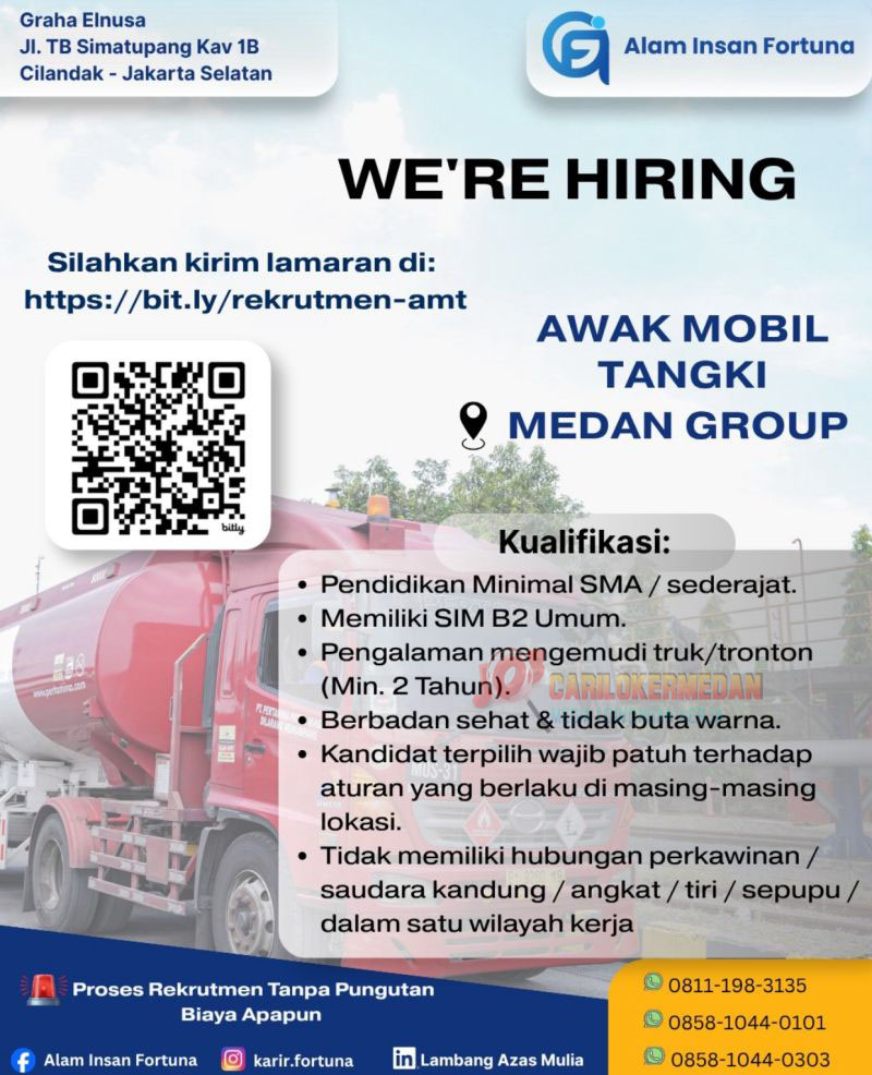 Loker SMA SMK Di PT Alam Insan Fortuna Medan Kisaran Siantar Juli 2026 1
