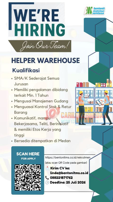 Loker SMA SMK Di PT Bentonit Makmur Sentosa Medan Juli 2026 2