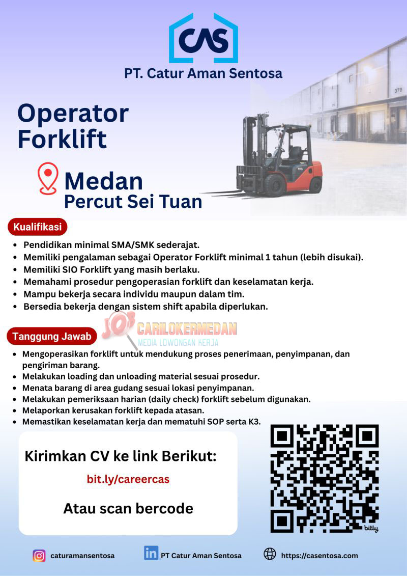 Loker SMA SMK Di PT Catur Aman Sentosa Medan Percut Sei Tuan Juli 2026