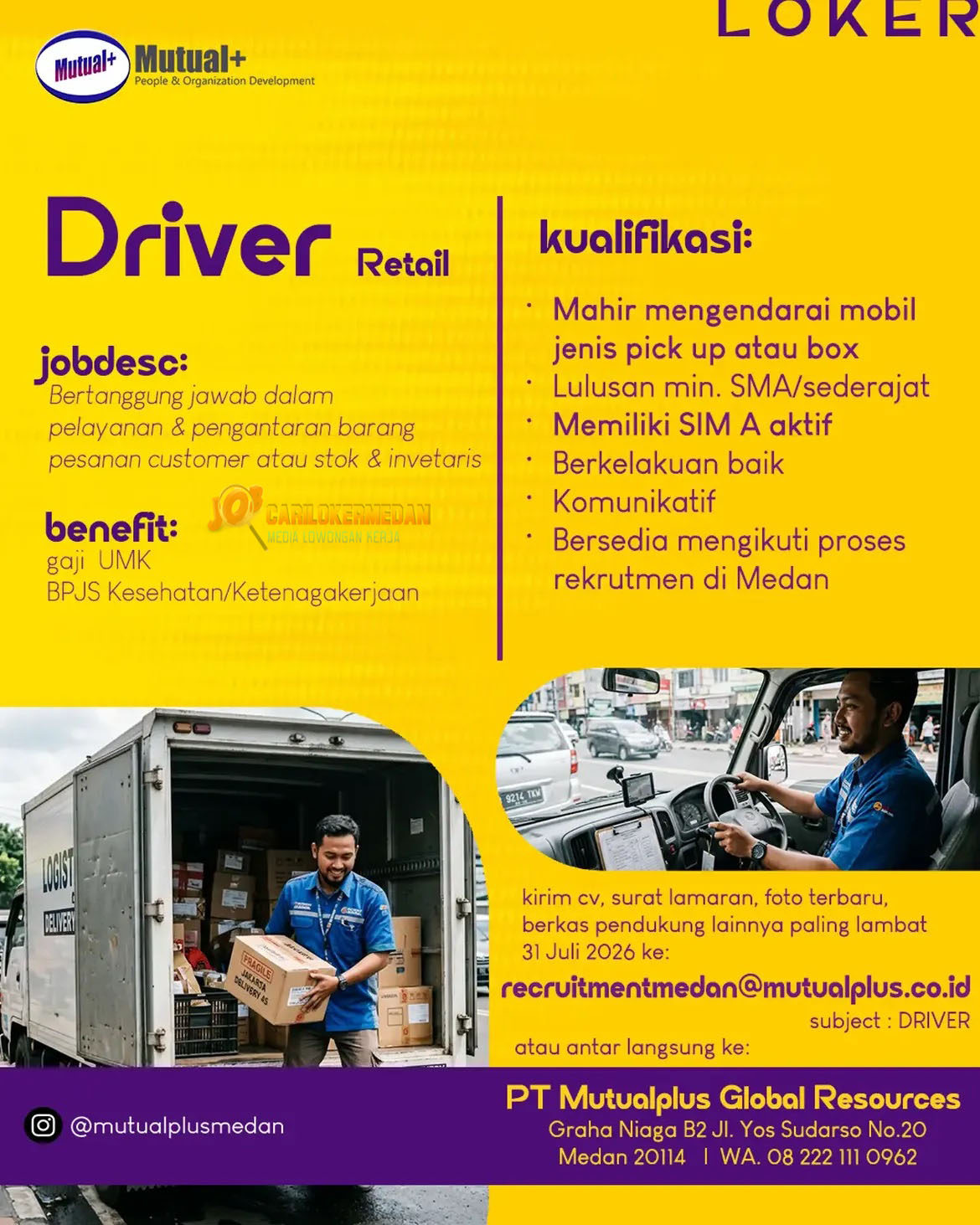 Loker SMA SMK Di PT Mutualplus Global Resources Medan Juli 2026