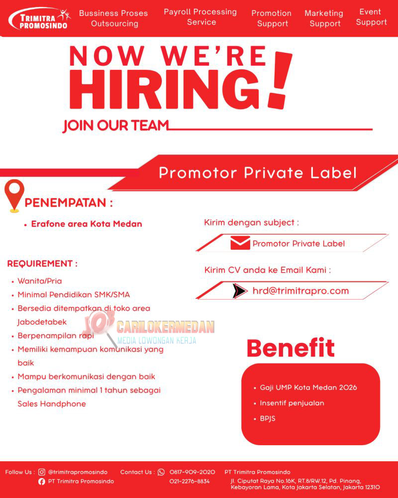 Loker SMA SMK Di PT Trimitra Promosindo Medan Juli 2026