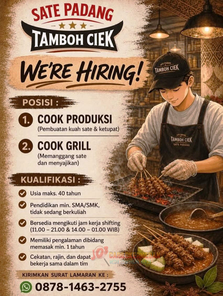 Loker SMA SMK Di Sate Padang Tamboh Ciek Medan Juli 2026