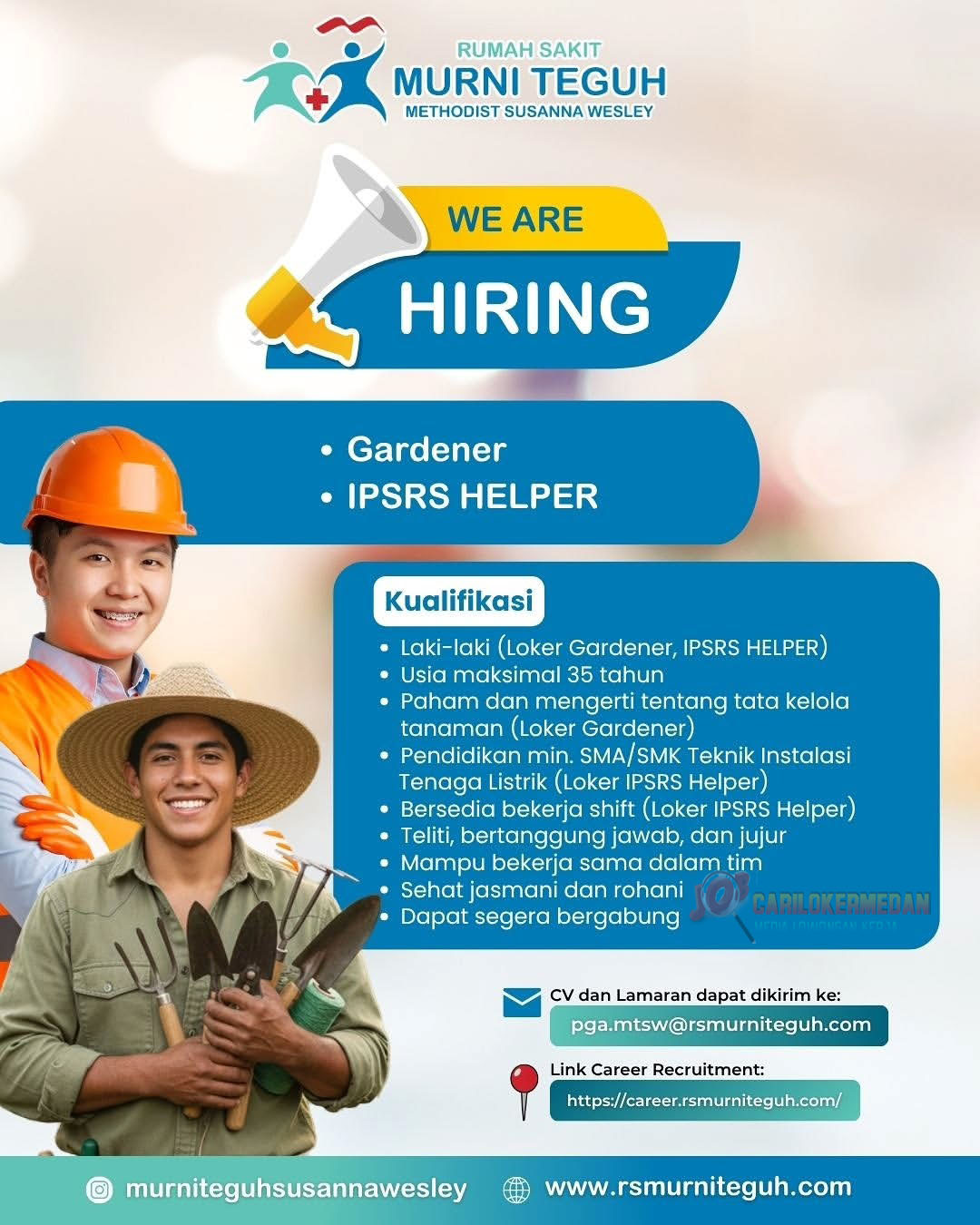 Loker SMA SMK S1 Di RSU Methodist Susanna Wesley Medan Juli 2026 2