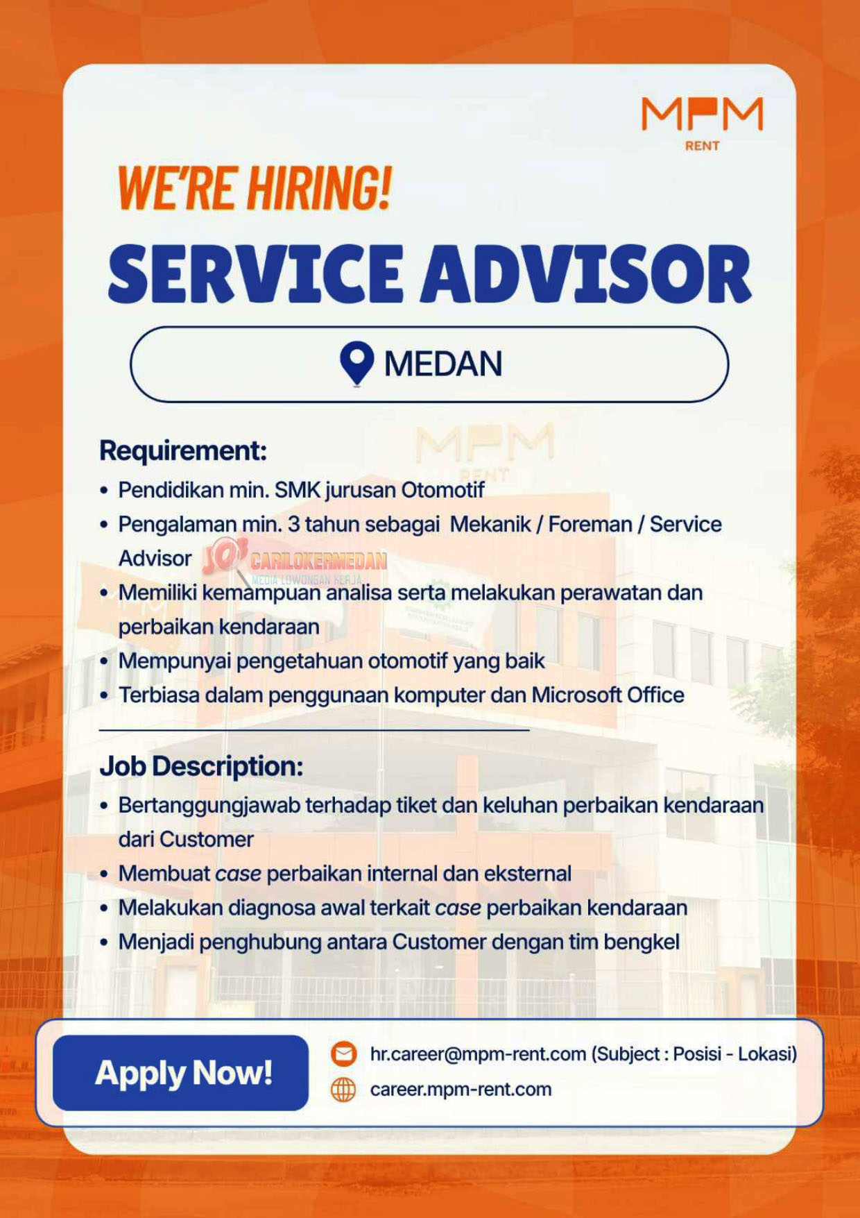 Loker SMK Di PT Mitra Pinasthika Mustika Rent Medan Juli 2026