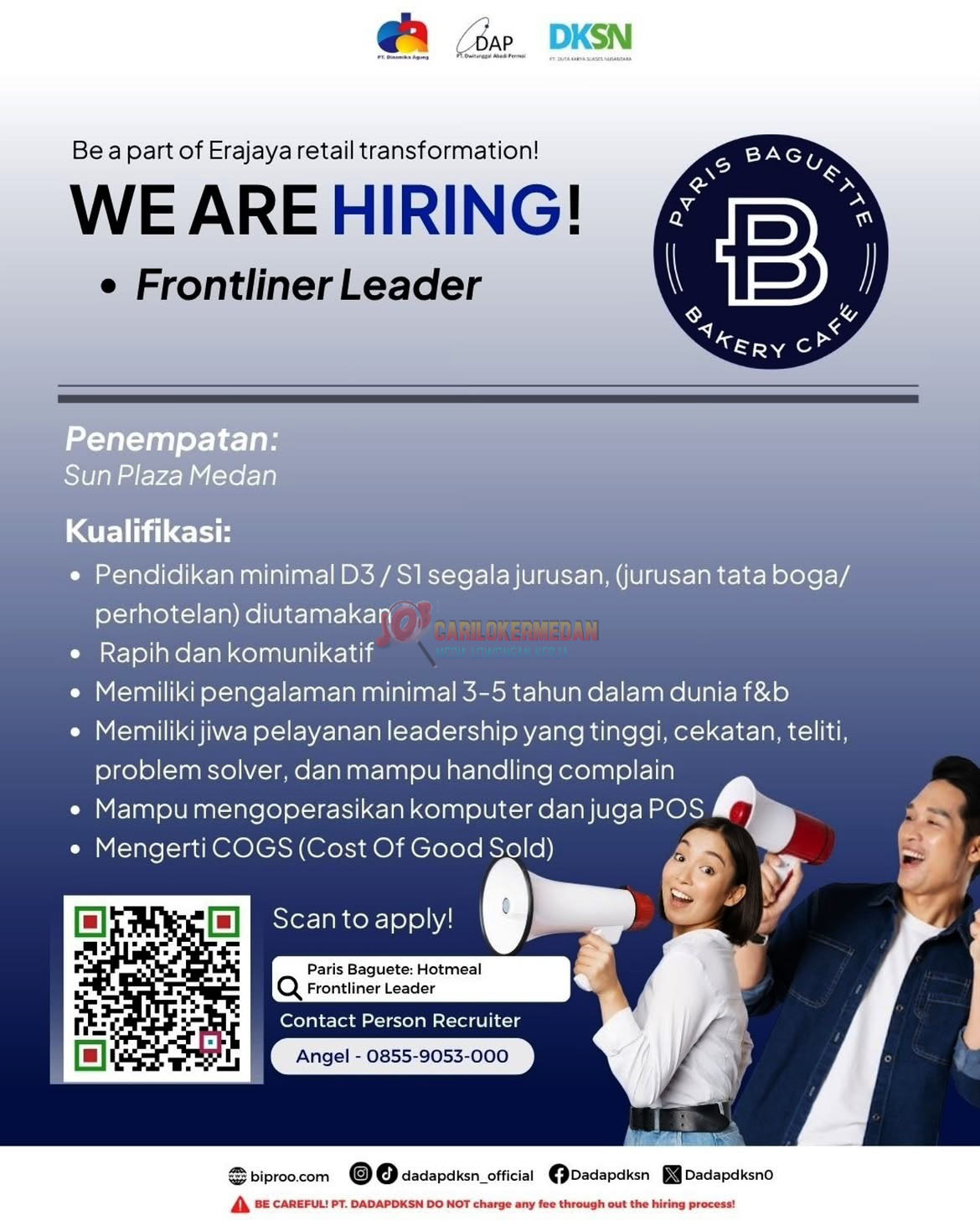 Lowongan Kerja D3 S1 Di Paris Baguette Sun Plaza Medan Juli 2026