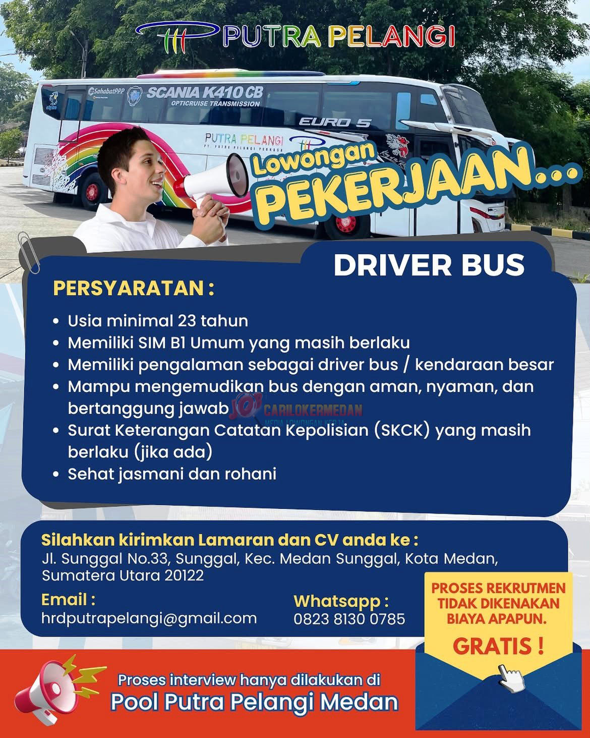 Lowongan Kerja Di PO Putra Pelangi Medan Juli 2026