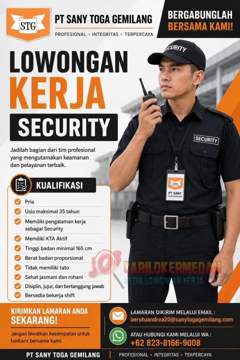 Lowongan Kerja Di PT Sany Toga Gemilang KIM Medan Juli 2026