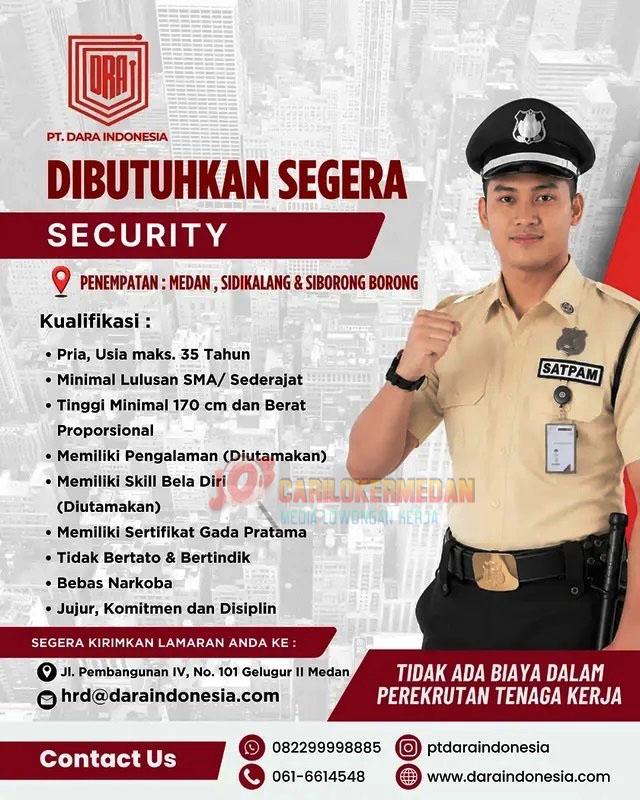 Lowongan Kerja SMA SMK Di PT Dara Indonesia Medan Juli 2026