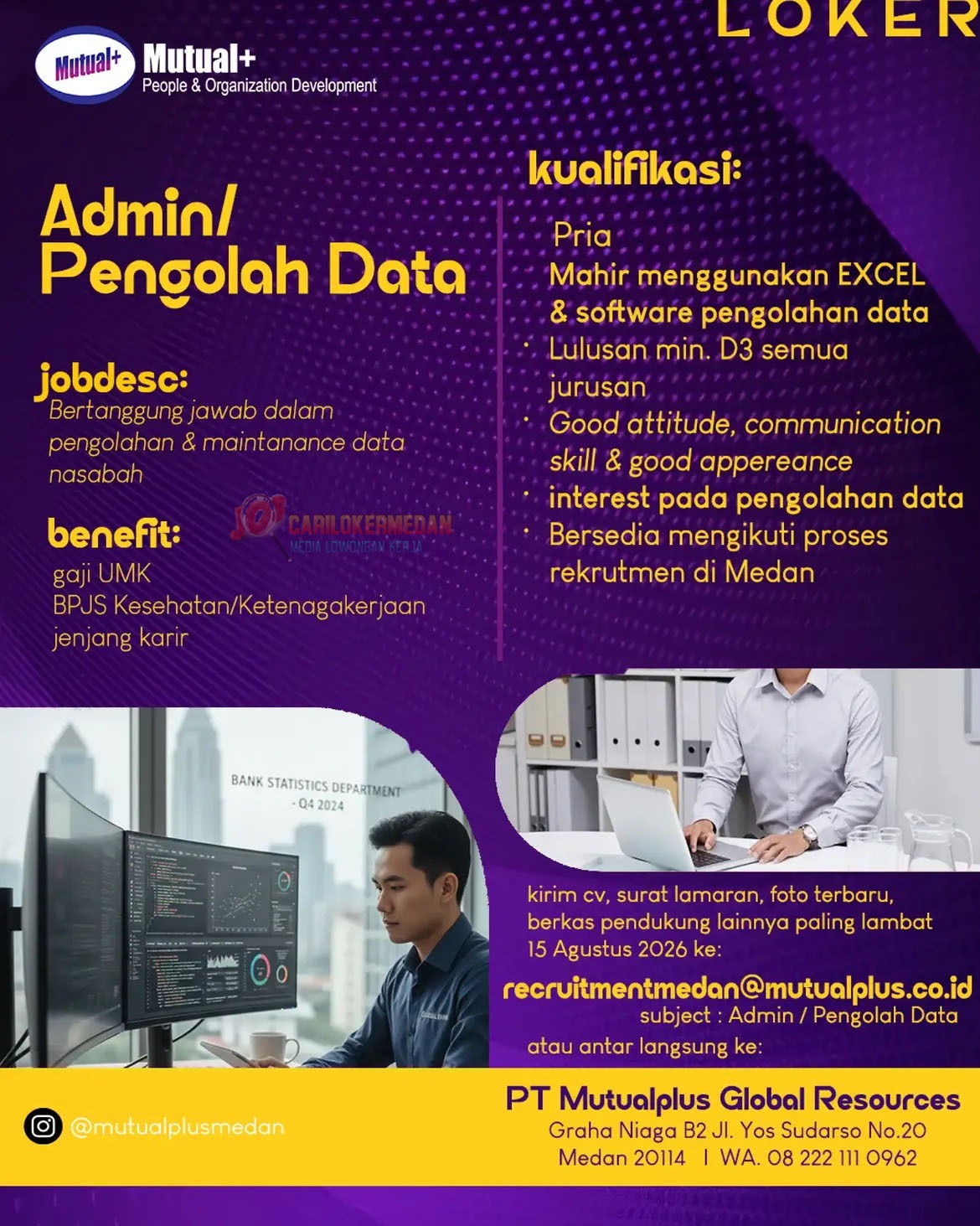 Loker D3 S1 Di PT Mutualplus Global Resources Medan Agustus 2026