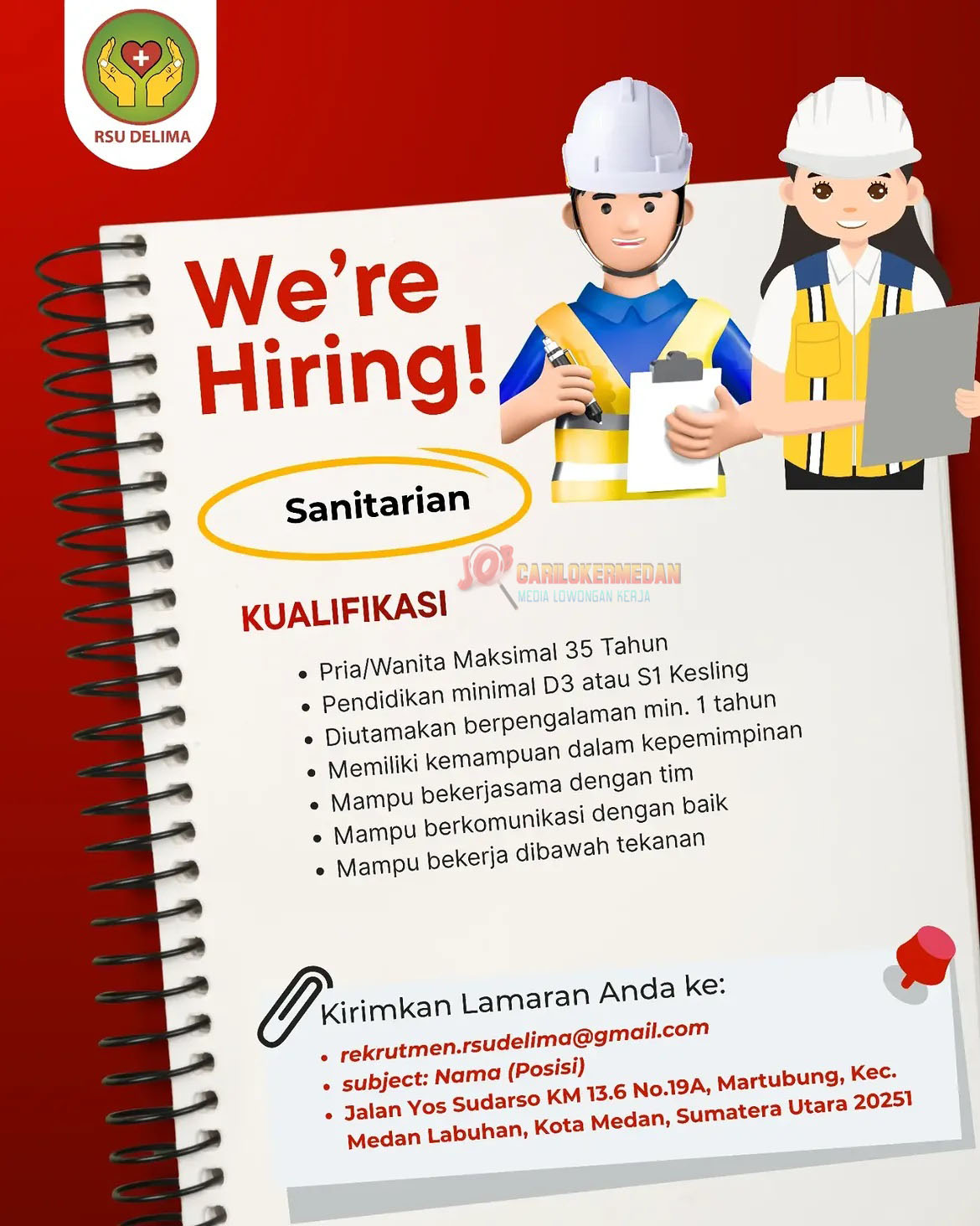 Loker D3 S1 Di RSU Delima Martubung Medan Agustus 2026