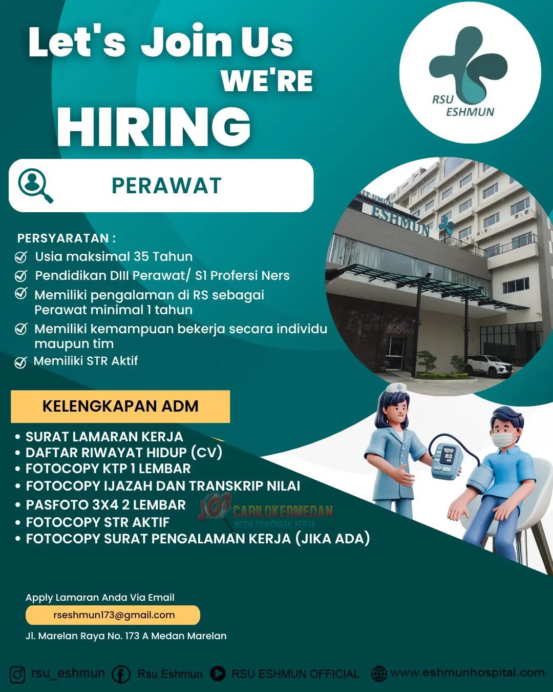 Loker D3 S1 Di RSU Eshmun Marelan Medan Agustus 2026 1