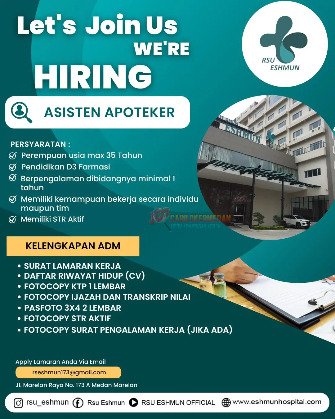 Loker D3 S1 Di RSU Eshmun Marelan Medan Agustus 2026 3