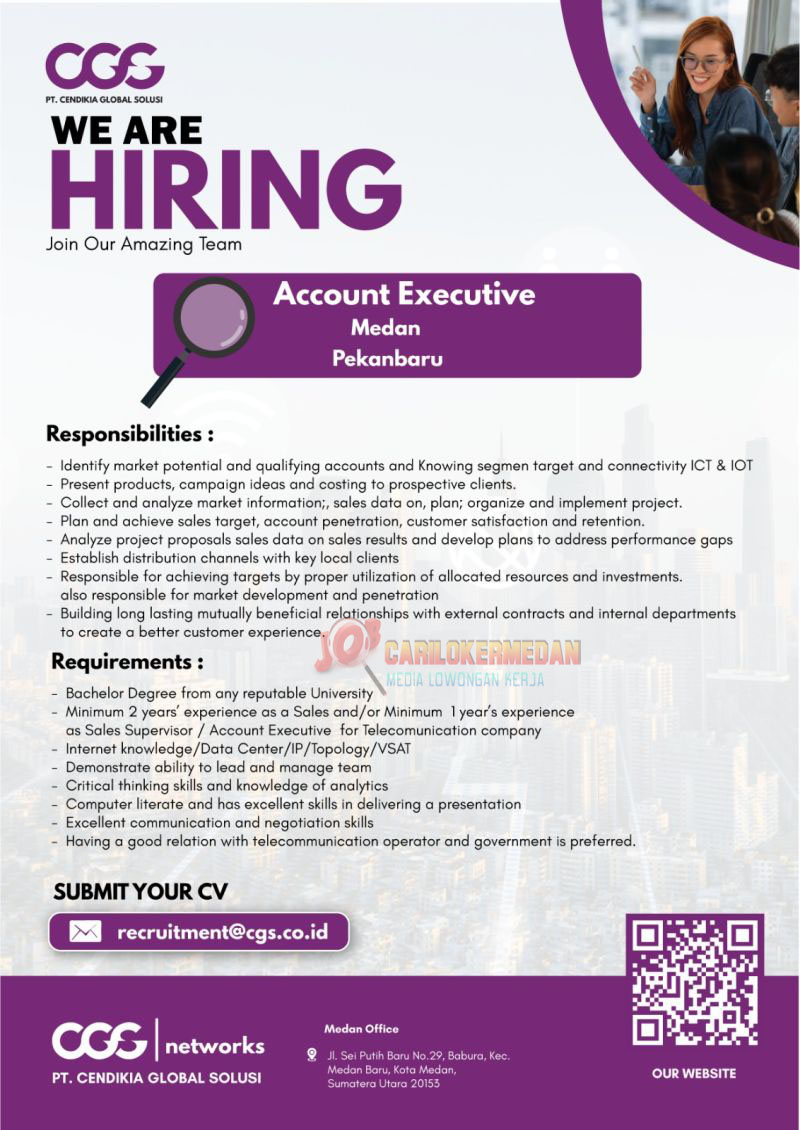 Loker S1 Di PT Cendikia Global Solusi Medan Agustus 2026