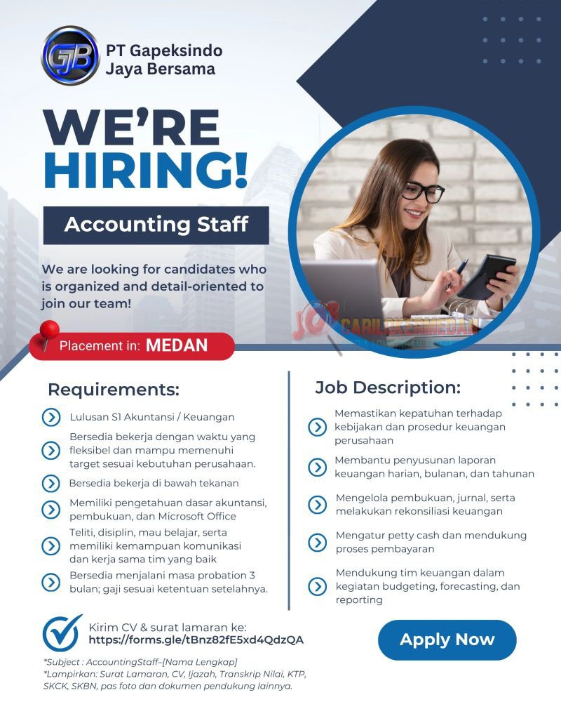 Loker S1 Di PT Gapeksindo Jaya Bersama Medan Agustus 2026
