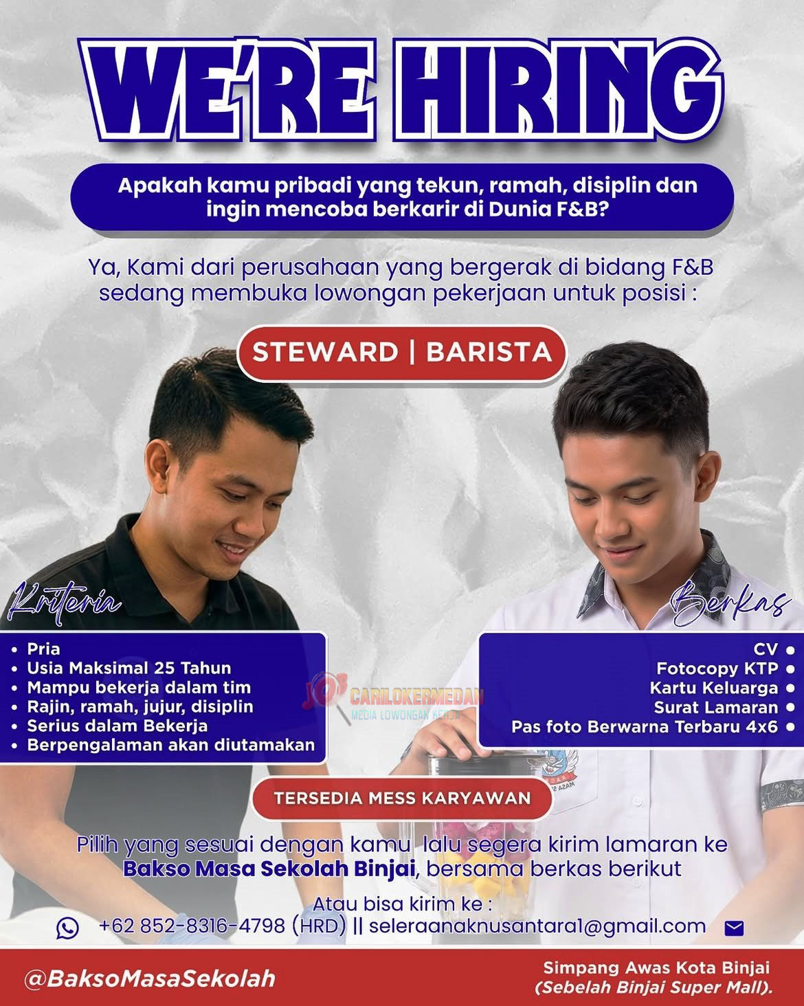Loker SMA SMK Di Bakso Masa Sekolah Binjai Agustus 2026