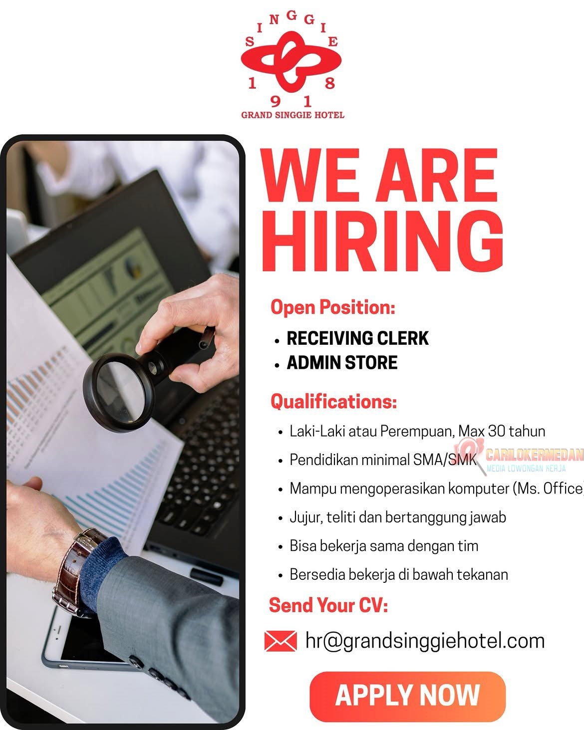 Loker SMA SMK Di Grand Singgie Hotel Tanjung Balai Agustus 2026