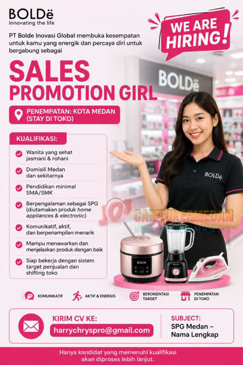 Loker SMA SMK Di PT Bolde Inovasi Global Medan Agustus 2026